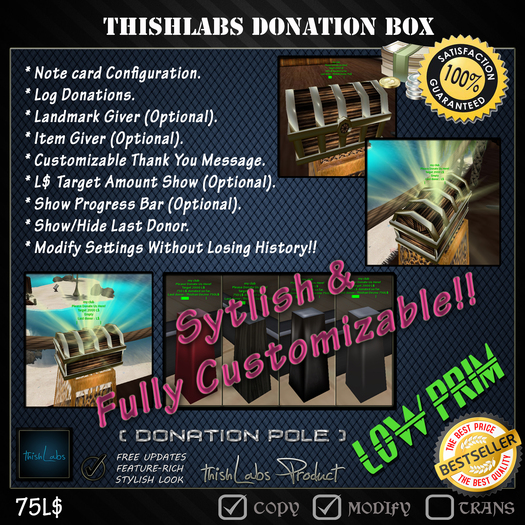 thishLabs Donation Box / Tip Jar 1.0v [Pole]