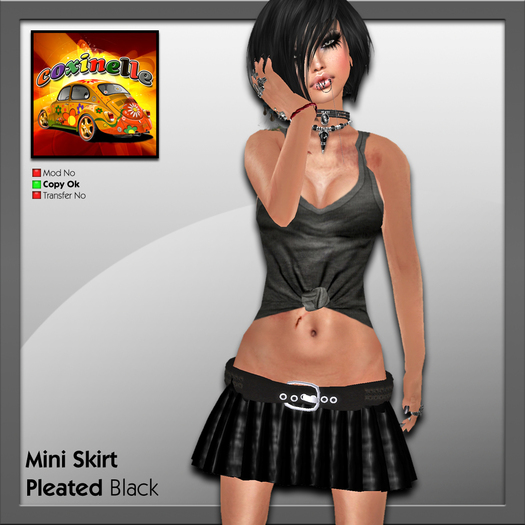 Coxi - Mini Pleated Skirt - black with belt-female
