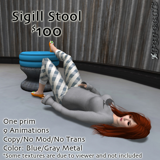 % Sigill Stool (Blue/Gray Metal)