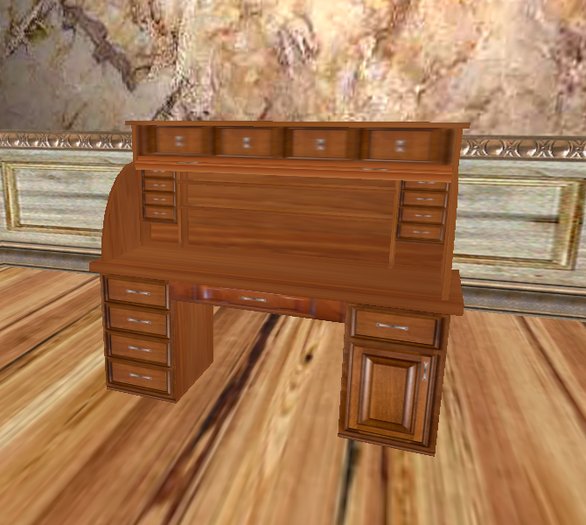 Roll Top Desk - Stained Oak