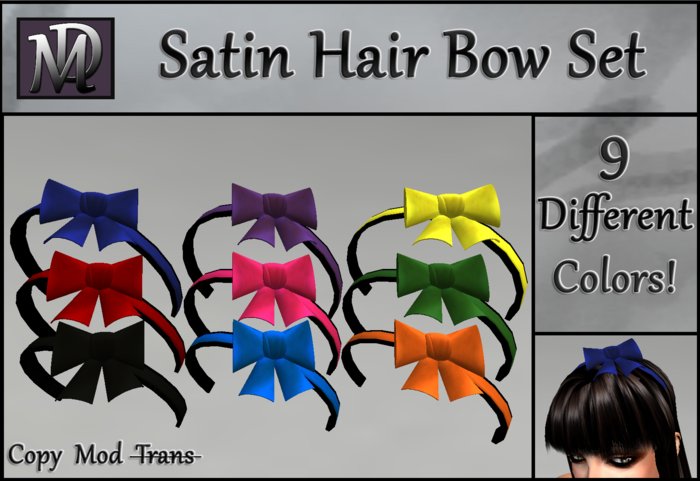 Satin Hair Bow Set - 9 Colors