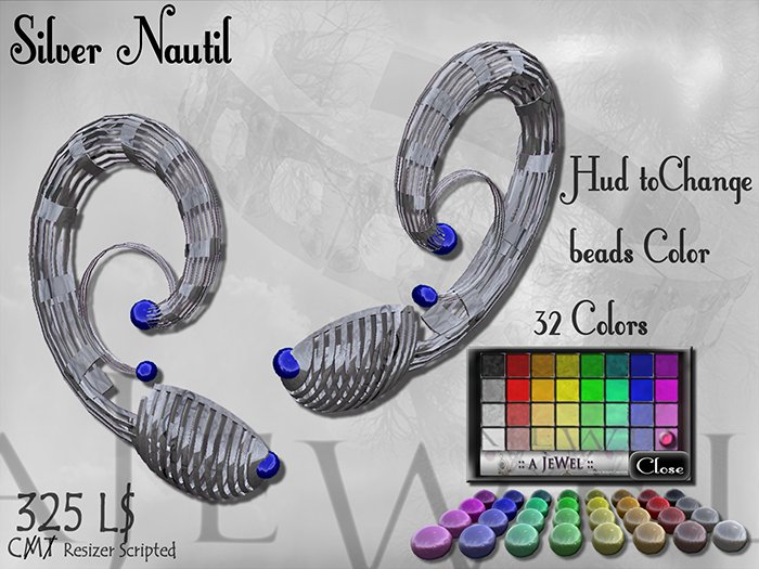::A JEWEL:: Steampunk SILVER NAUTIL Ears Jewelry