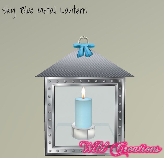 Metal Lantern - Sky Blue