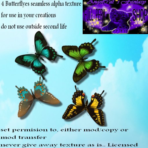 _ACF_  4 Butterflyes seamless alpha texture