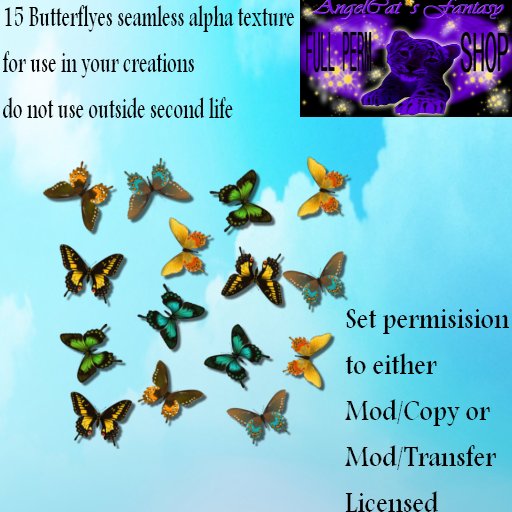 _ACF_  15 Butterflyes seamless alpha texture
