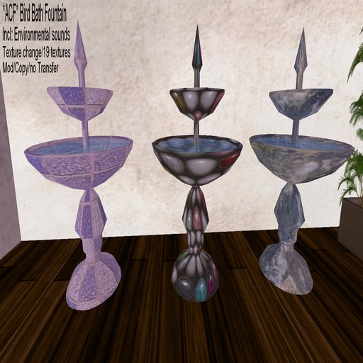 *ACF* Bird bath/fountain./touch to change texture on base
