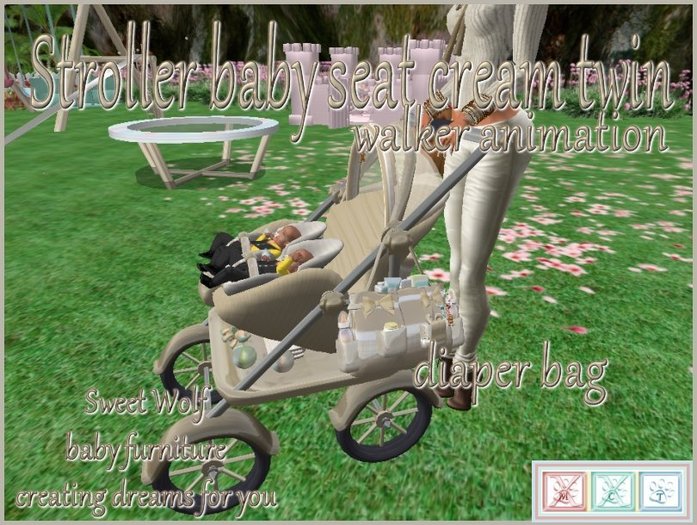 STROLLER BABY SEAT CREAM TWIN
