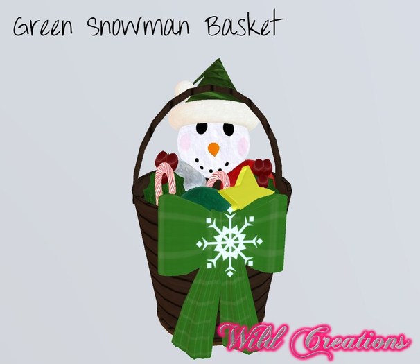 Snowman Basket - Green