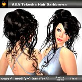 A&A Tekesha Hair Darkbrown, (updo with curls)