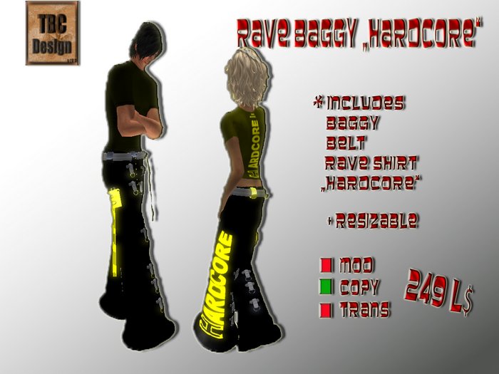 .:TBC Design:. Rave Baggy HARDCORE Unisex - Yellow