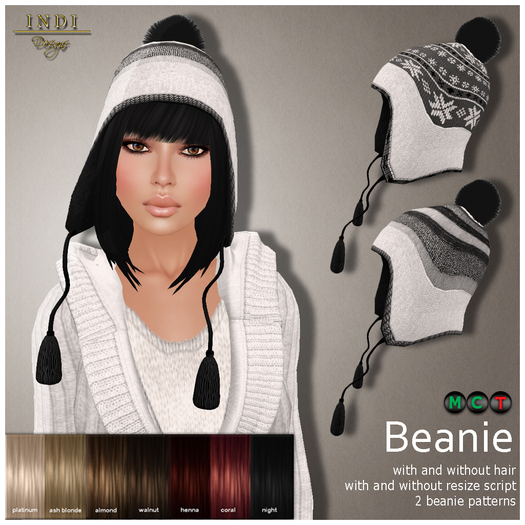 INDI Designs - Beanie greytones