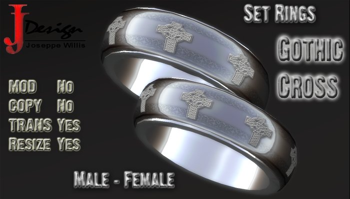 Set Thumb Rings Gothic Cross