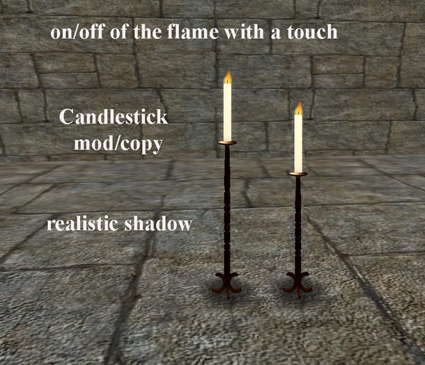 Tall copper candlestick with white candle