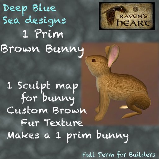 *RH* & DBS 1 prim sculpted brown bunny (crated) 