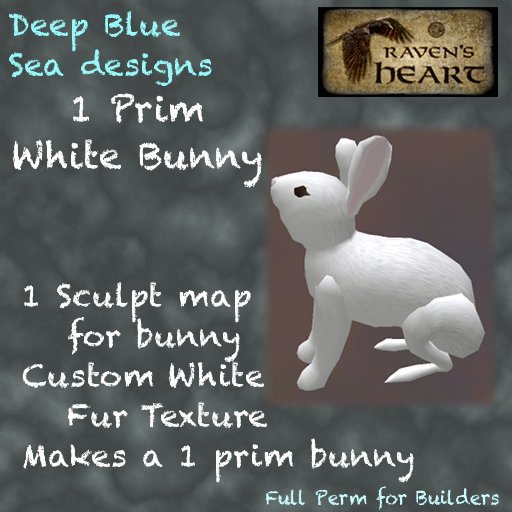 *RH* & DBS 1 prim sculpted white bunny (crated) 