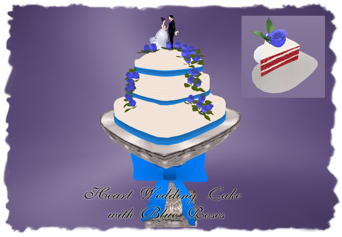 Heart Wedding Cake with Blue Roses