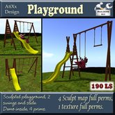 Sculpted Playground swings slide