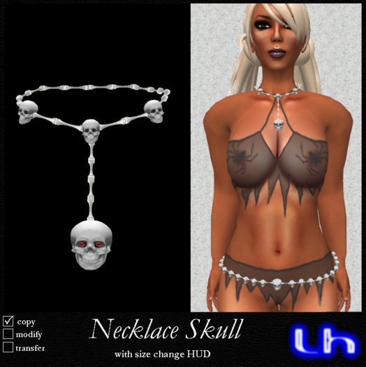 LH-silber Kette mit Totenköpfen