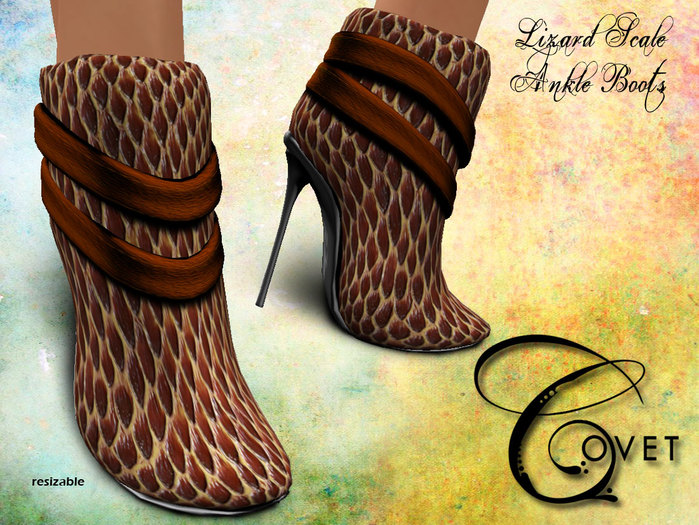 {Covet} Lizard Scale Ankle Boots