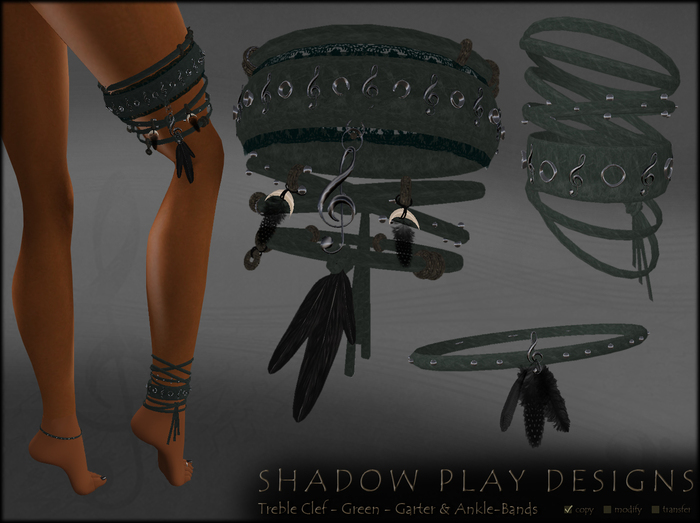SP Designs - TrebleClef - Green - Garter & Ankle-Bands