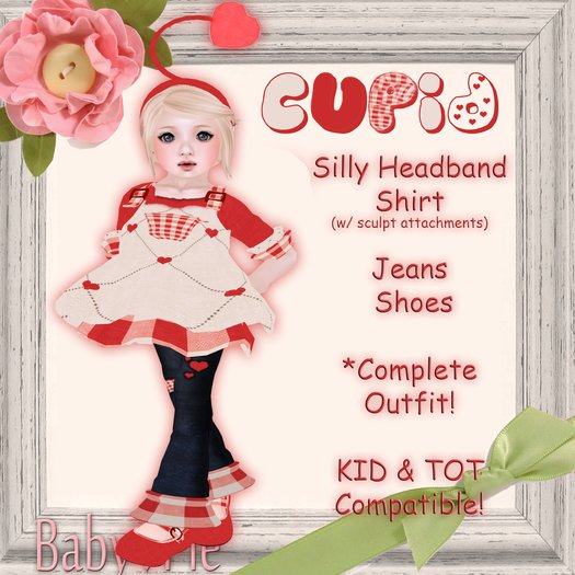 *Baby Pie* Cupid!  Complete Children's / Kid & Tiny Tot Valentine Outfit! Kid & Tot Compatible! MP Promo Price! 99L!