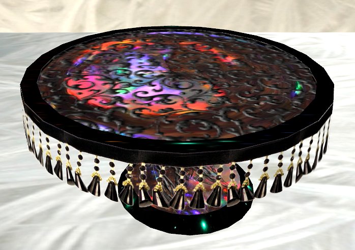 WROUGHT IRON OPAL BEADED  ROUND TABLE