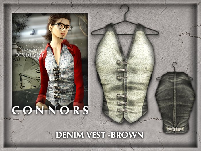 *Connors* DENIM VEST -BROWN