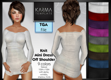 Karma Template - Tga - Knit Mini Dress Off Shoulder - 9 Colors - High detailled Texture 1024 px