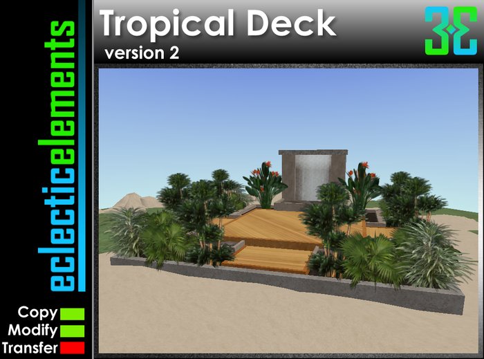 Raised Tropical Deck with waterfall