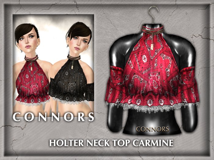 *Connors* HOLTER NECK TOP CARMINE