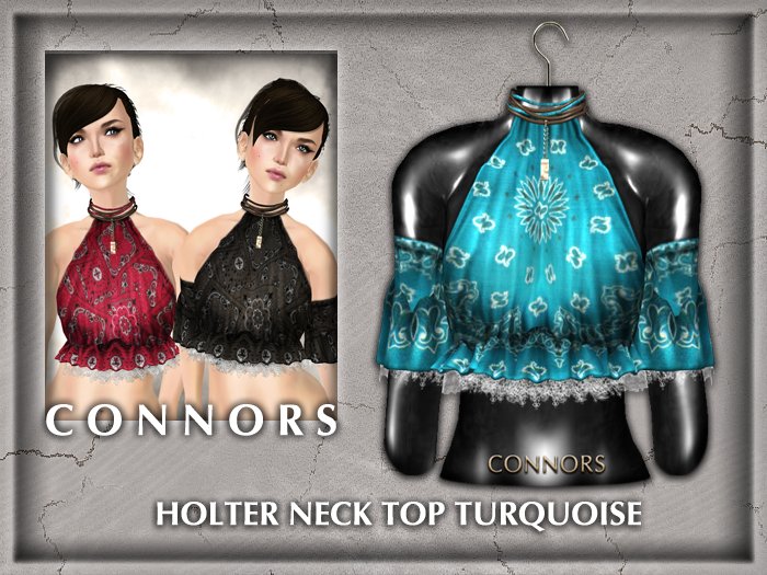 *Connors* HOLTER NECK TOP TURQUOISE