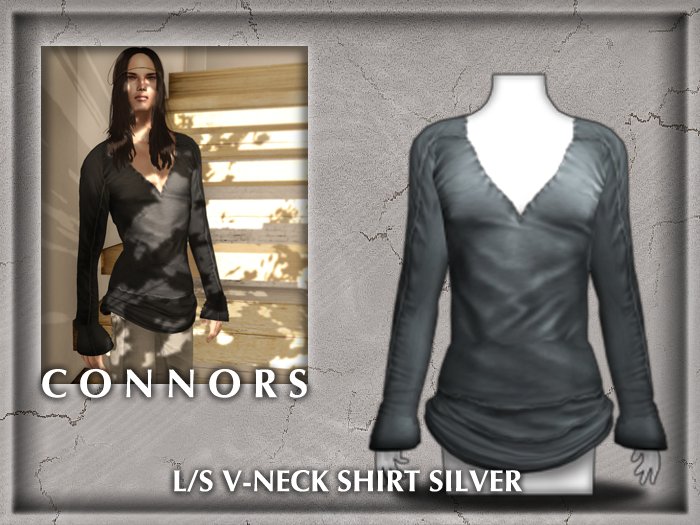 *Connors* L/S V-NECK SHIRT SILVER