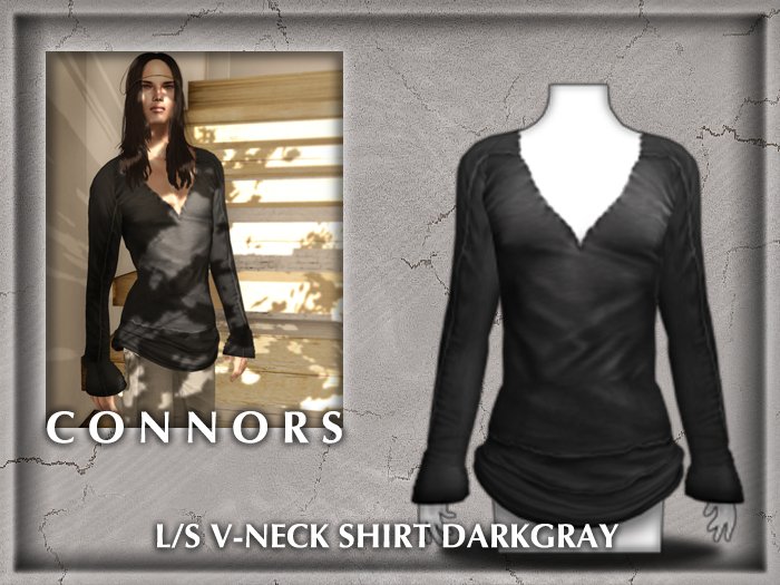 *Connors* L/S V-NECK SHIRT DARKGRAY