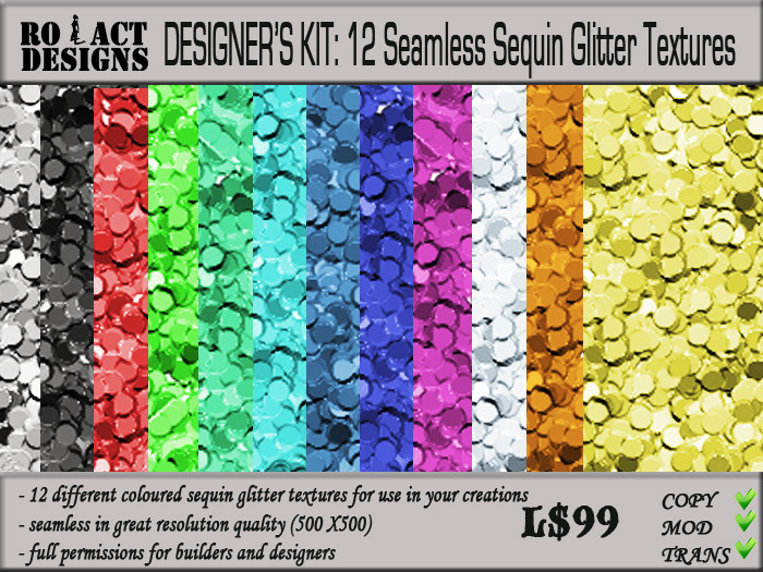 ..::RO!ACT::..DESIGNS 12 Seamless Sequin Glitter Textures