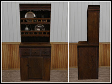 RE Old Wood Country Cupboard - One Prim - Kitchen/Cafe Decor