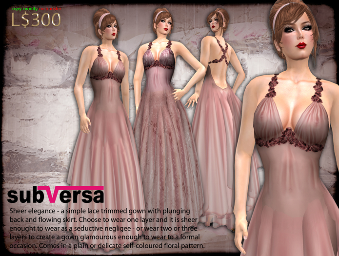 .~subVersa~. Sheer Plunge Dress - ROSE