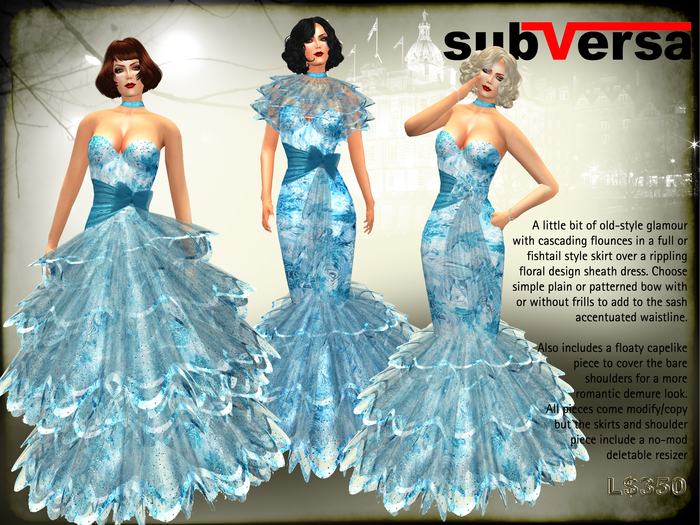 .~subVersa~. RIPPLE GOWN IN TURQUOISE