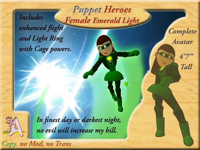 Puppet Heroes - Female Emerald Light boxed
