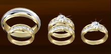Troymart Channel of Love Wedding Rings Set - Gem and Metal Color Change