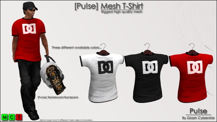 [Pu!se] Mens Tshirt DD - Red - *RIGGED MESH*