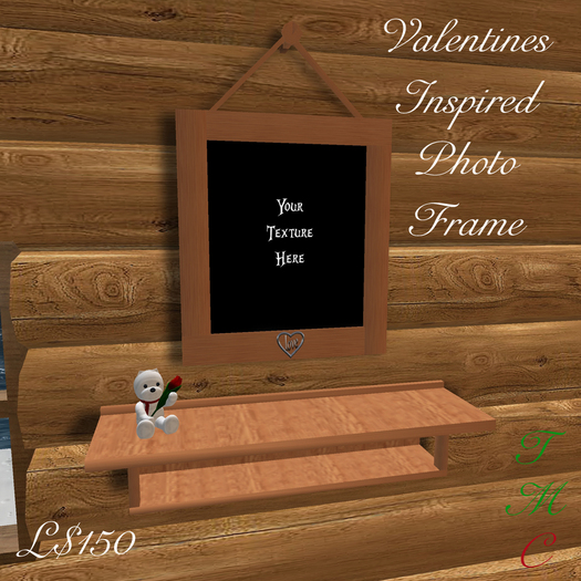 Valentines Inspired Scripted Photo Frame and Shelf with a cute little Teddy Bear