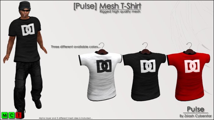 [Pu!se] Mens Tshirt DD - Black - *RIGGED MESH*
