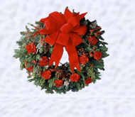  FULL PERMS Christmas Xmas Wreath Red Velvet & Flowers C139