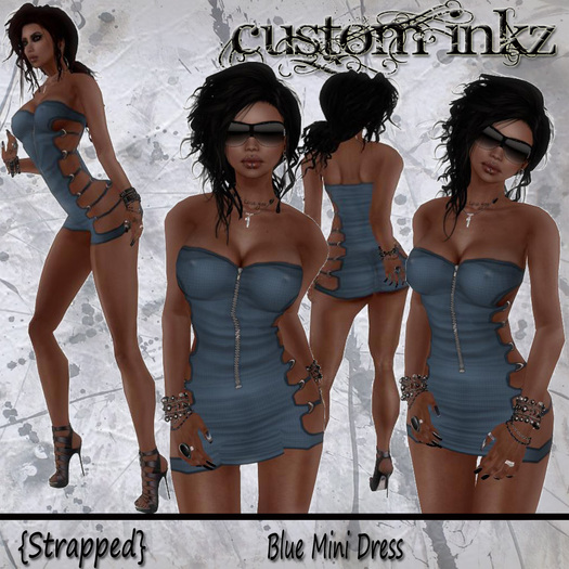 Custom iNKZ - Strapped Blue Mini Dress 