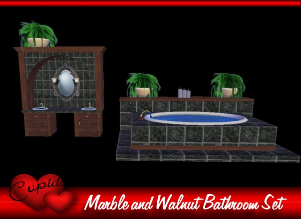 Walnut/Marble Bathroom Set