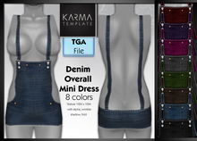 Karma Template - Tga - Denim Overall Mini Dress - 8 Colors - High detailled Texture 1024 px