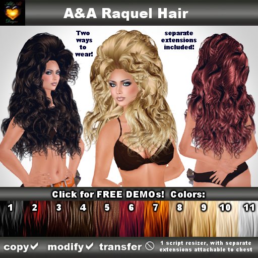 A&A Raquel Hair FREE DEMOs (long wavy high volume 70s style, separate extensions included)