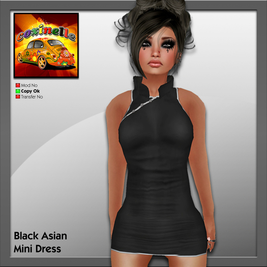 Coxi -  Black - Asian Mini Dress-female