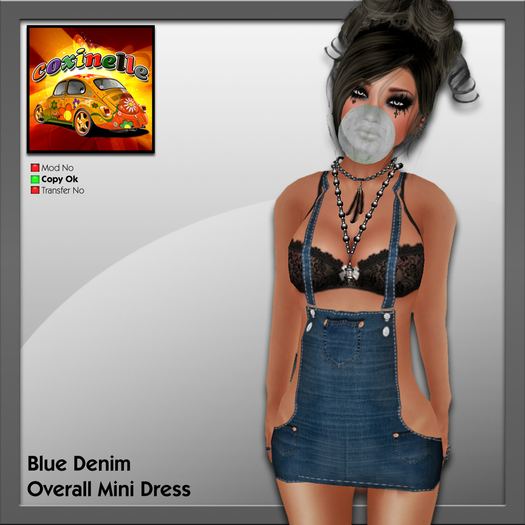 Coxi -  Blue  - Denim Overall Mini Dress- female