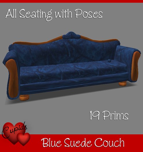 Blue Suede Sofa